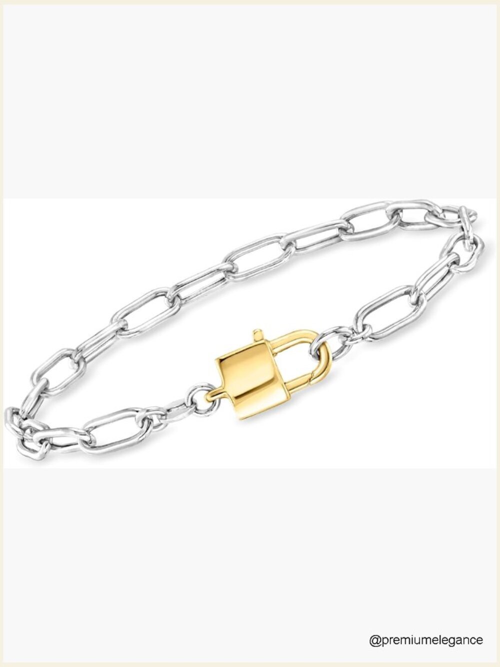 Tiered Paper Clip Link Padlock Bracelet 18kt Gold Over Sterling Silver